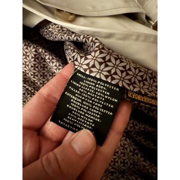 Cole Haan Classic L Trench Coat Cream Removable Lining Buttons Belt 6 - Picture 4 of 6